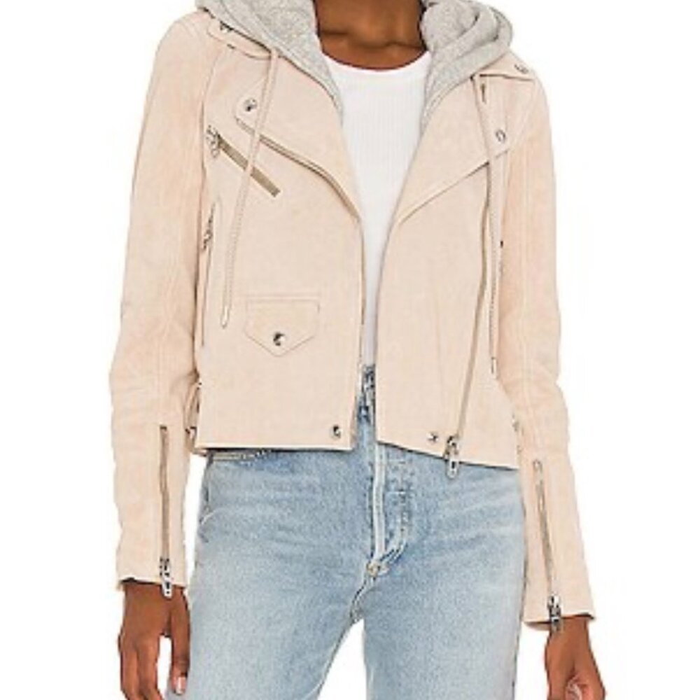 BLANK NYC Suede-Feel Moto Jacket w/ Hood | Size XS | Designer